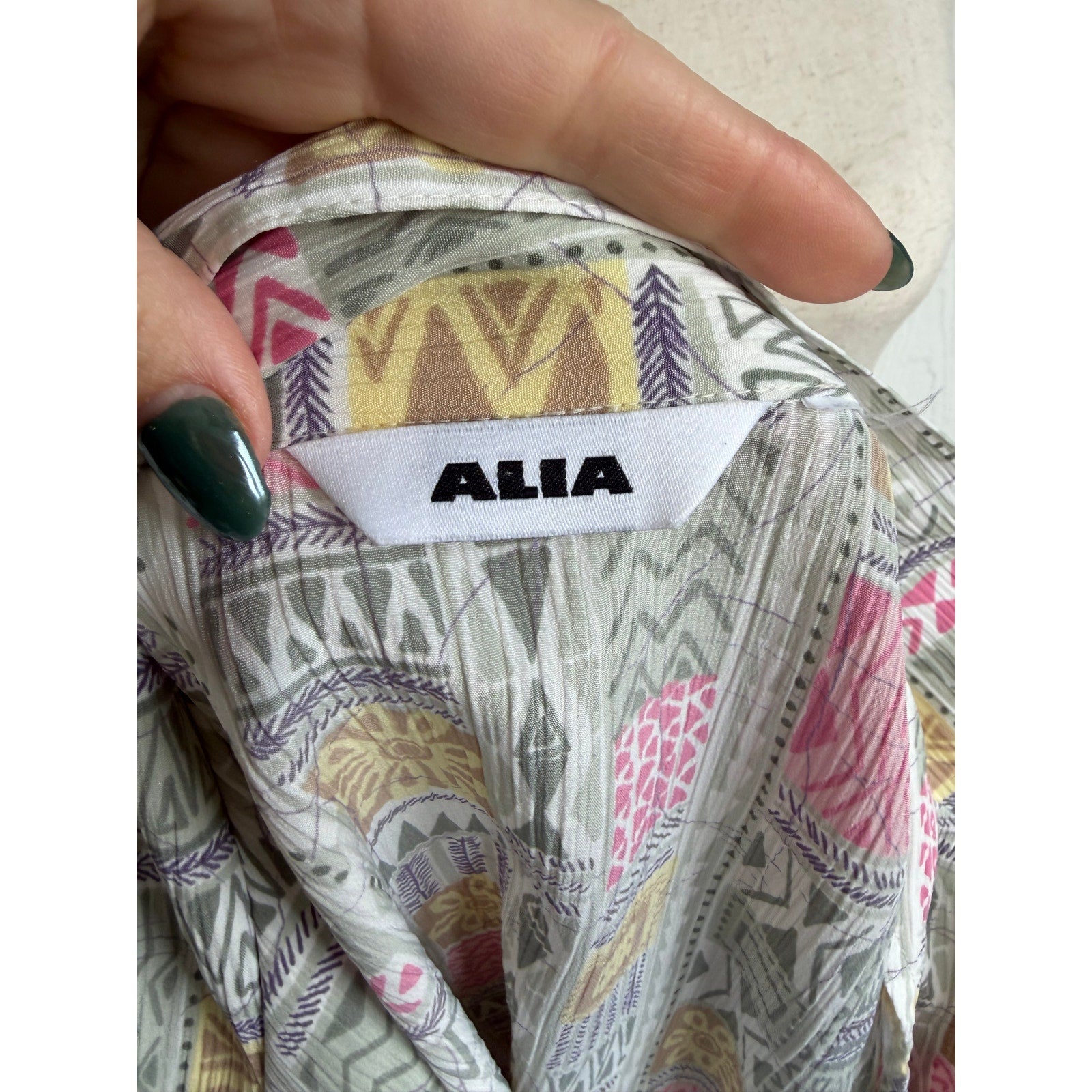 Vintage Alia Abstract Print Button Up Blouse Southwestern Pattern Retro 90s