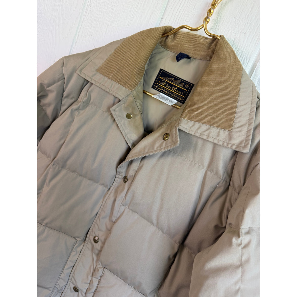 Vintage Eddie Bauer Goose Down Corduroy Collar Jacket Mens Medium Made In USA