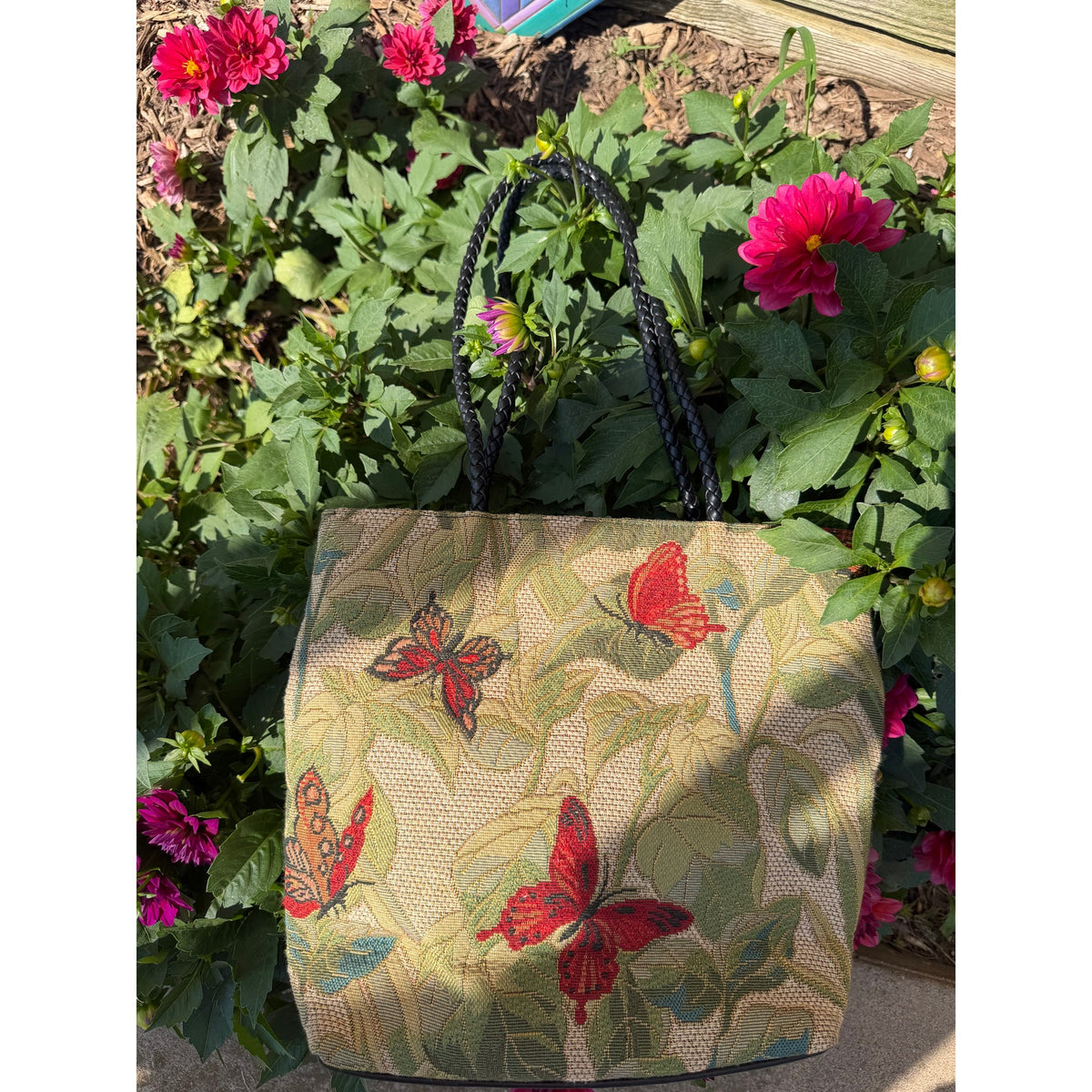 Vintage Tapestry Butterfly Floral Tote Shoulder Bag