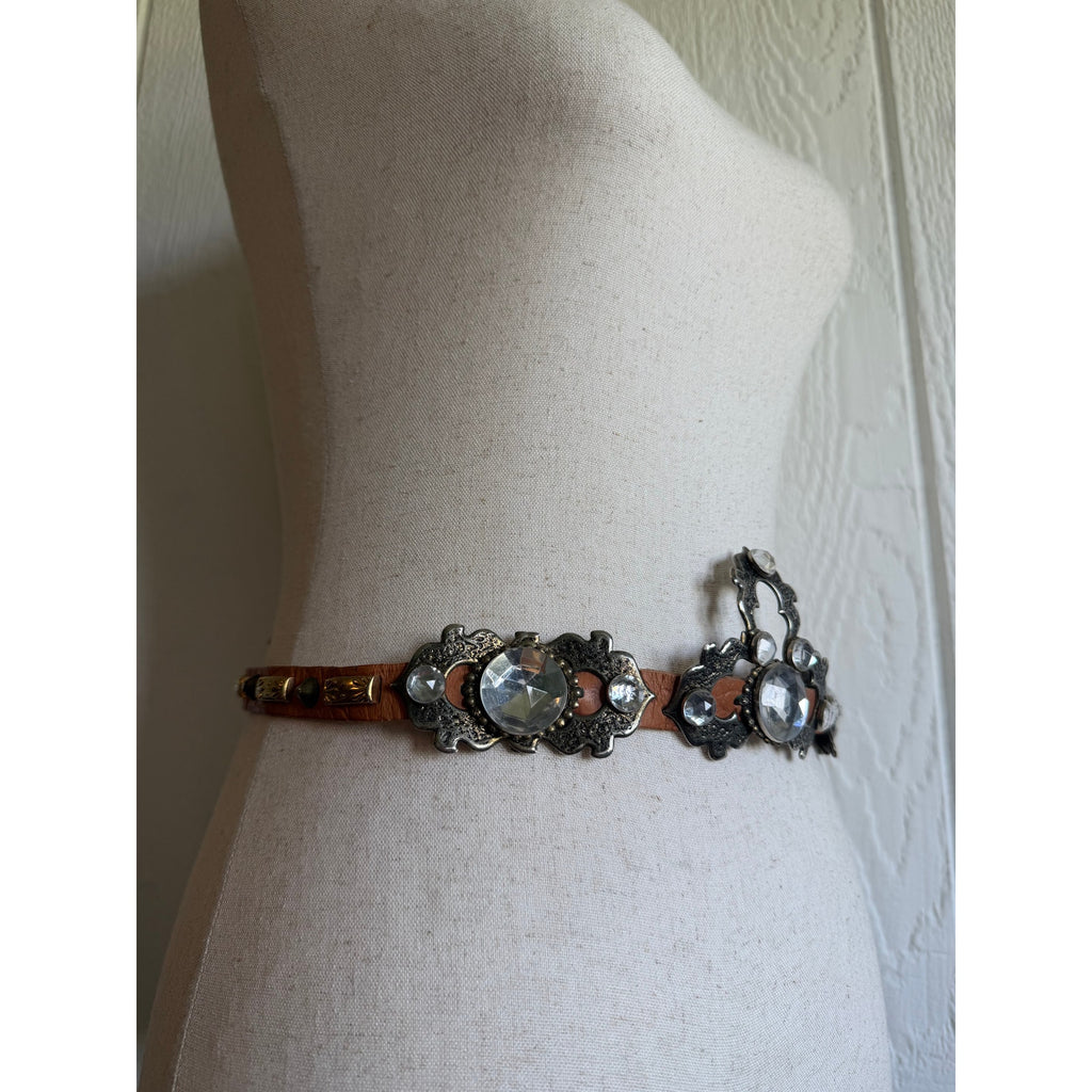 Vintage José Cotel Rhinestone Leather Belt