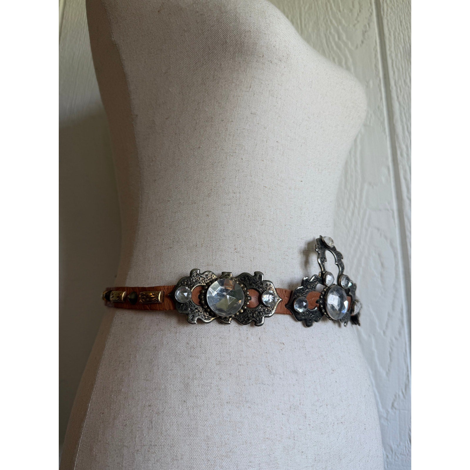 Vintage José Cotel Rhinestone Leather Belt