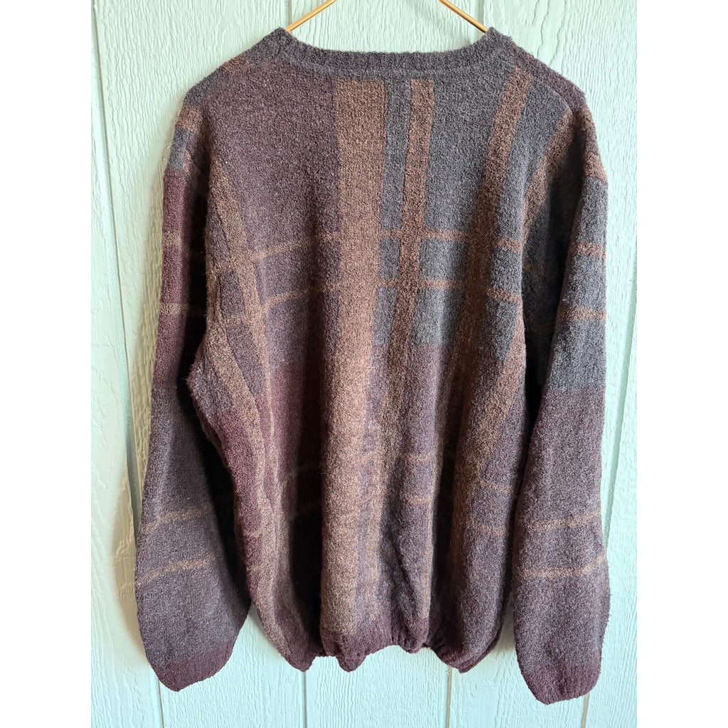 Vintage Italian Wool Blend Plaid Sweater, Lenor Romano LG