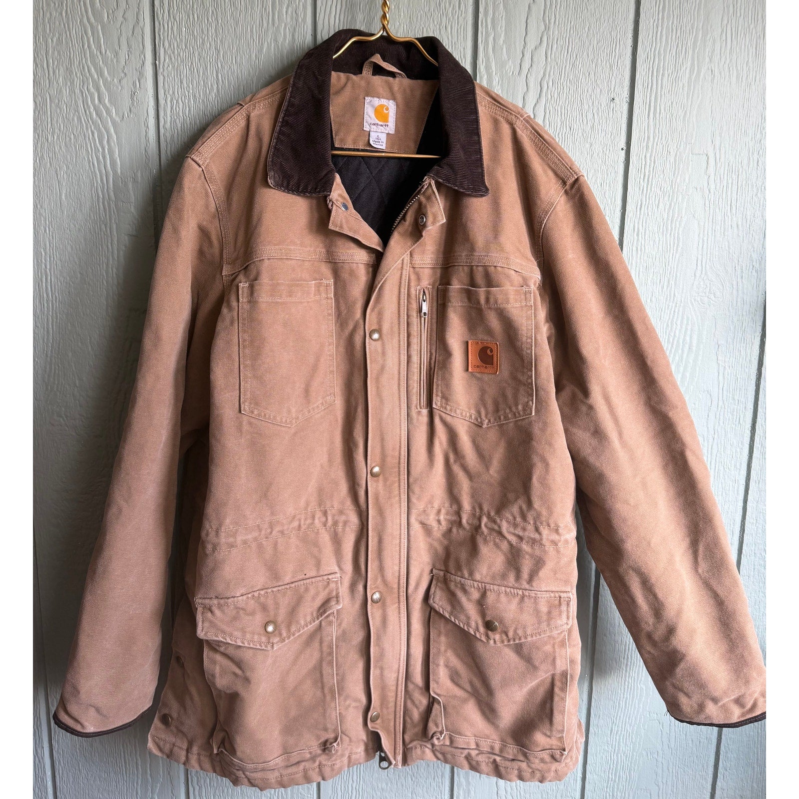 Rare Vintage 90s Carhartt Brown Quilt Lined Canyon Chore Jacket - Mens Large