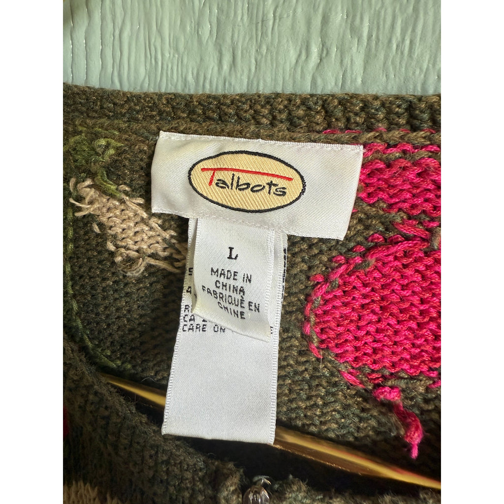 Vintage Floral Spring Knit Cardigan, Large