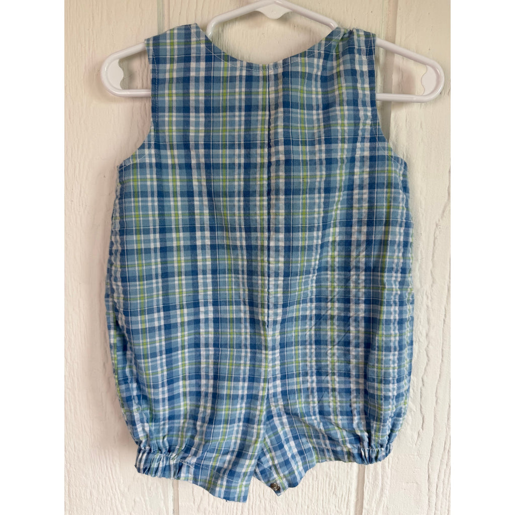 Vintage Great Guy Baby Boys 6-9M Blue Plaid Dump Truck Sports Ball Bubble