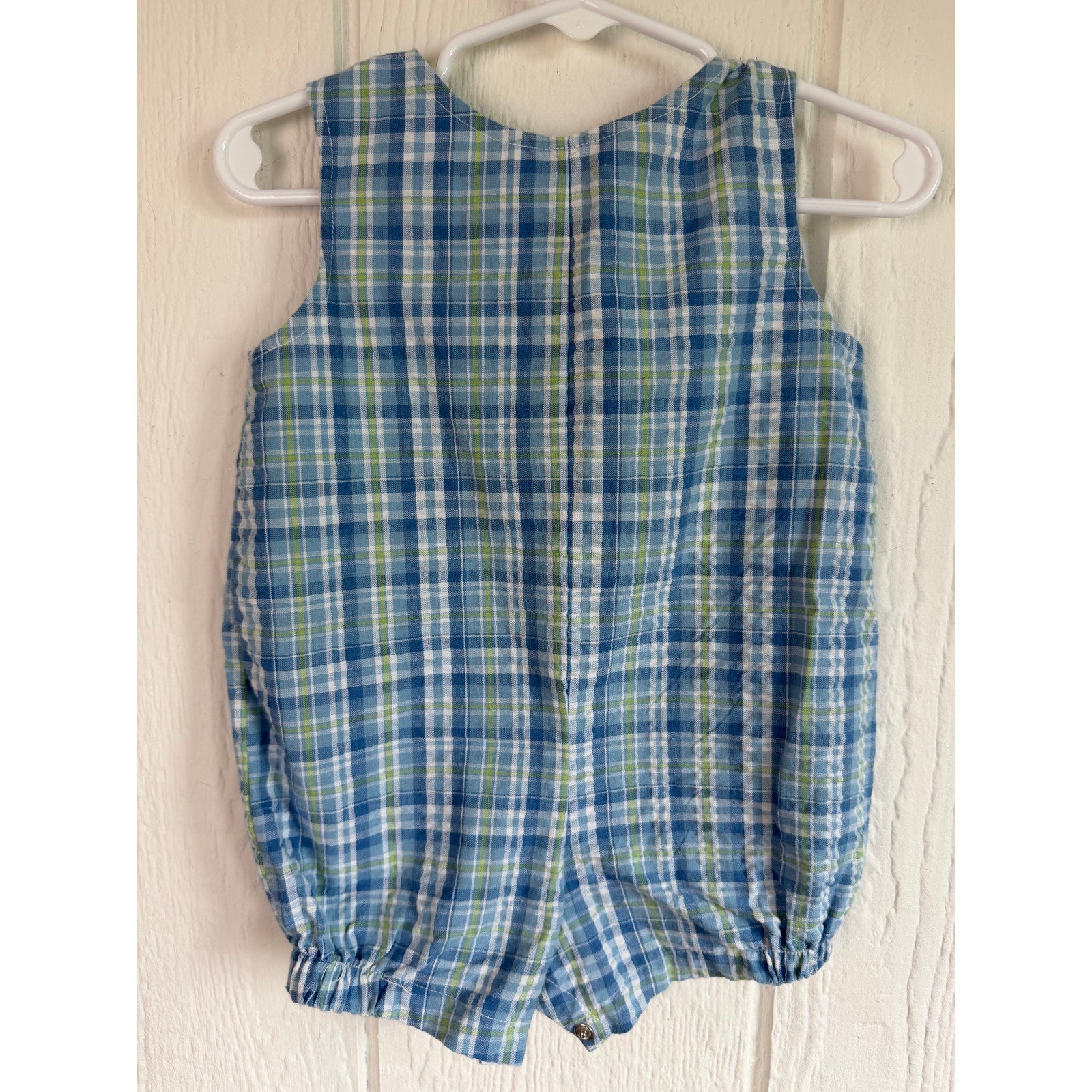 Vintage Great Guy Baby Boys 6-9M Blue Plaid Dump Truck Sports Ball Bubble