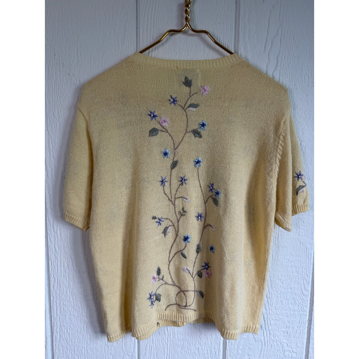 Vintage Christopher & Banks Hand Embroidered Floral Cardigan Sweater Medium
