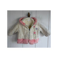 Y2K Girls Faux Fur Hooded Jacket Pink White Floral Fairycore Coat