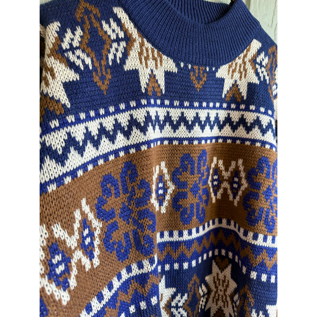 Vintage 80s Aztec Printed Sweater, Size Medium
