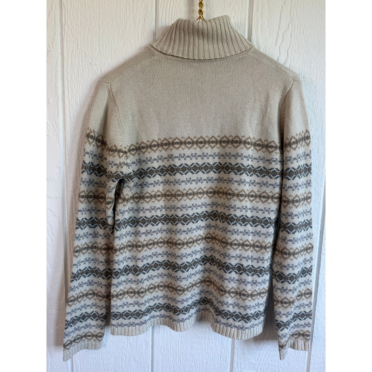 Vintage Worth Silk Cashmere Fair Isle Turtleneck Sweater Women's M