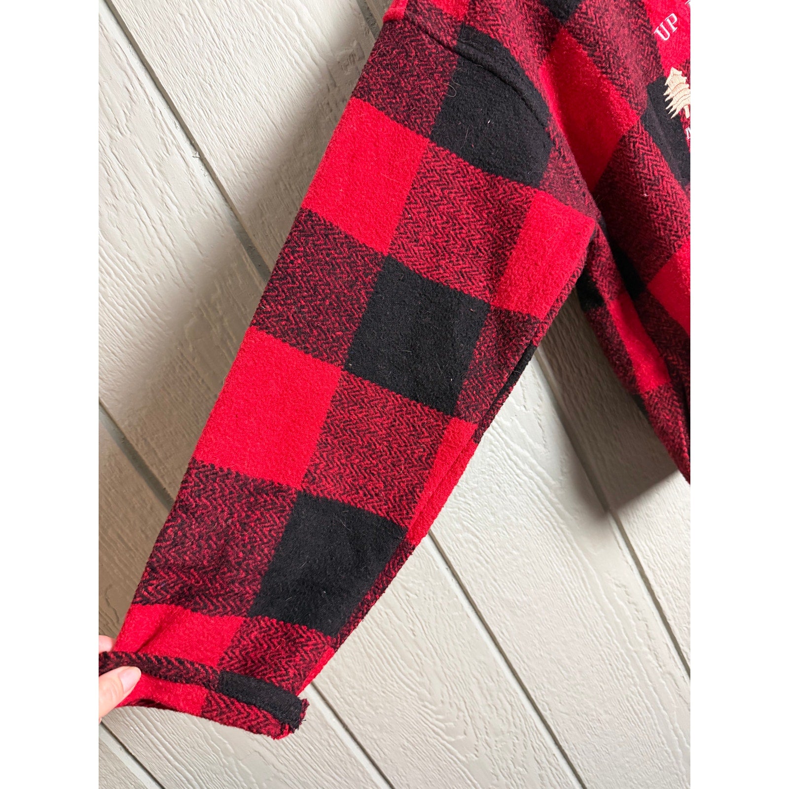 Vintage Earth Ragz Buffalo Plaid Hoodie Pullover Up North Minnesota Medium Y2K