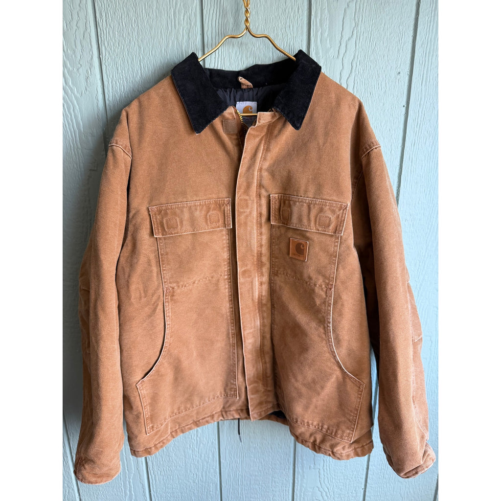 Vintage Carhartt J97 Sandstone Detroit Jacket Blanket Lined Brown XL 2000s