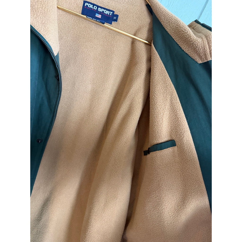 Vintage 90s Polo Sport Ralph Lauren Parka Jacket Green Tan Fleece Lined Men’s M