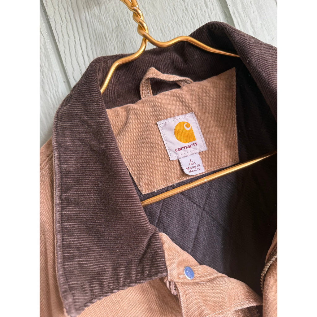 Rare Vintage 90s Carhartt Brown Quilt Lined Canyon Chore Jacket - Mens Large