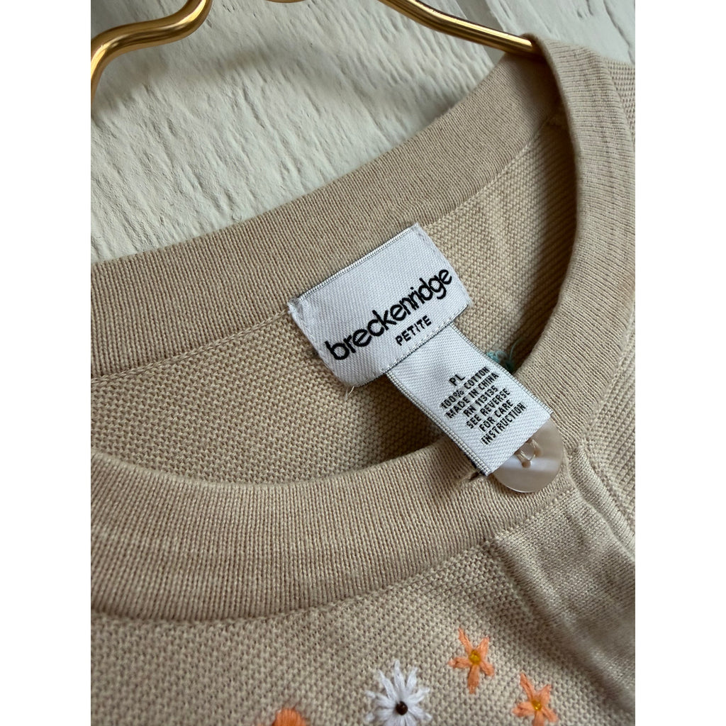 Vintage Breckenridge Floral Embroidered Cardigan PL Cottagecore Button Front