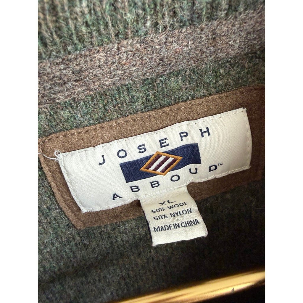 Vintage Joseph Abboud Wool Blend Quarter Zip Sweater Olive Green Pullover XL