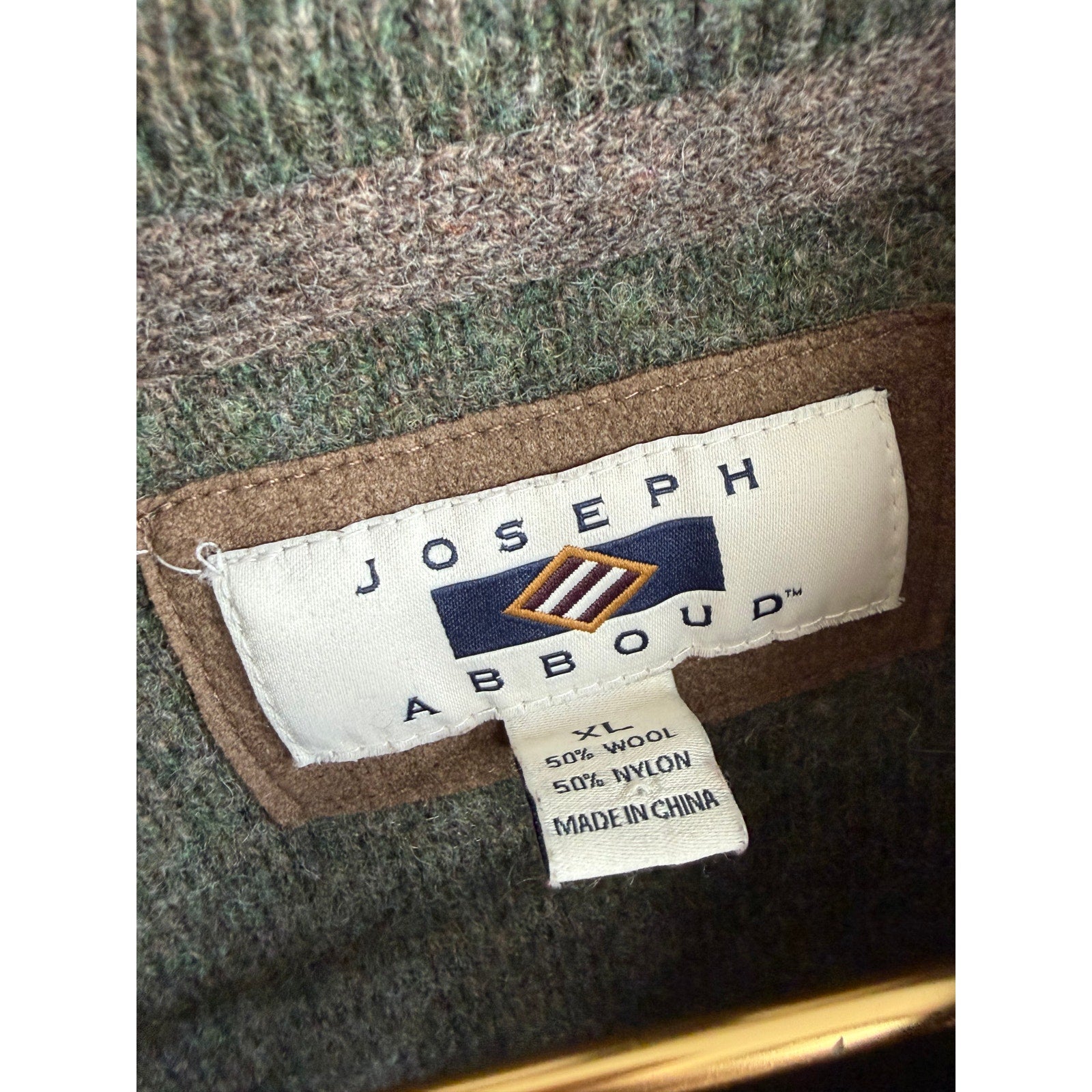 Vintage Joseph Abboud Wool Blend Quarter Zip Sweater Olive Green Pullover XL