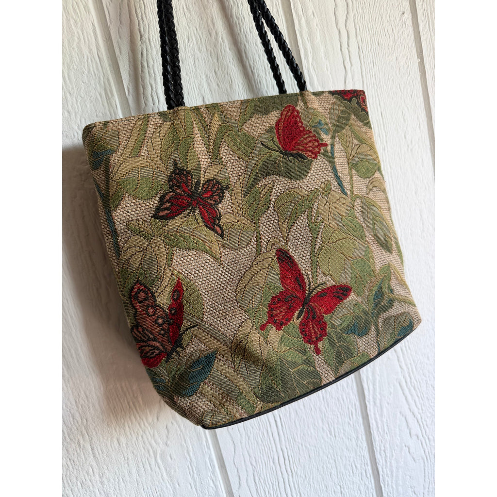 Vintage Tapestry Butterfly Floral Tote Shoulder Bag