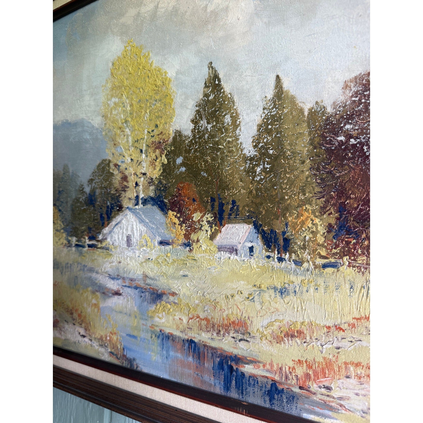 Vintage Antique Ernest Fredericks Oil On Canvas Countryside Painting