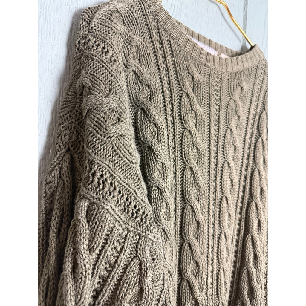 Vintage American Eagle Cable Knit Chunky Sweater Crewneck Green Small