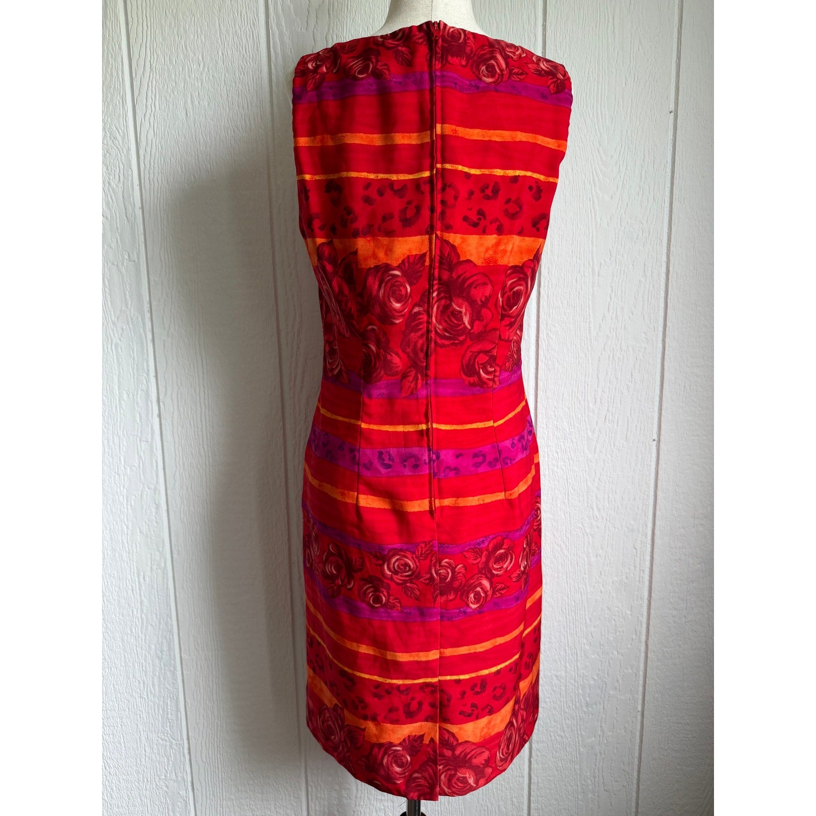 Vintage 90s Jessica Howard Floral Dress Size 10 Rose Print Sleeveless Midi