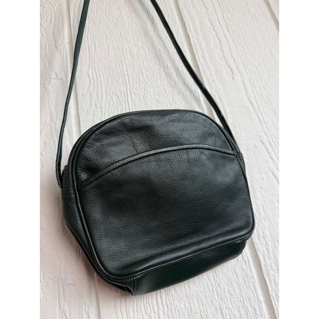 Vintage Carlos D' Santi Forest Green Genuine Leather Crossbody Shoulder Bag Boho