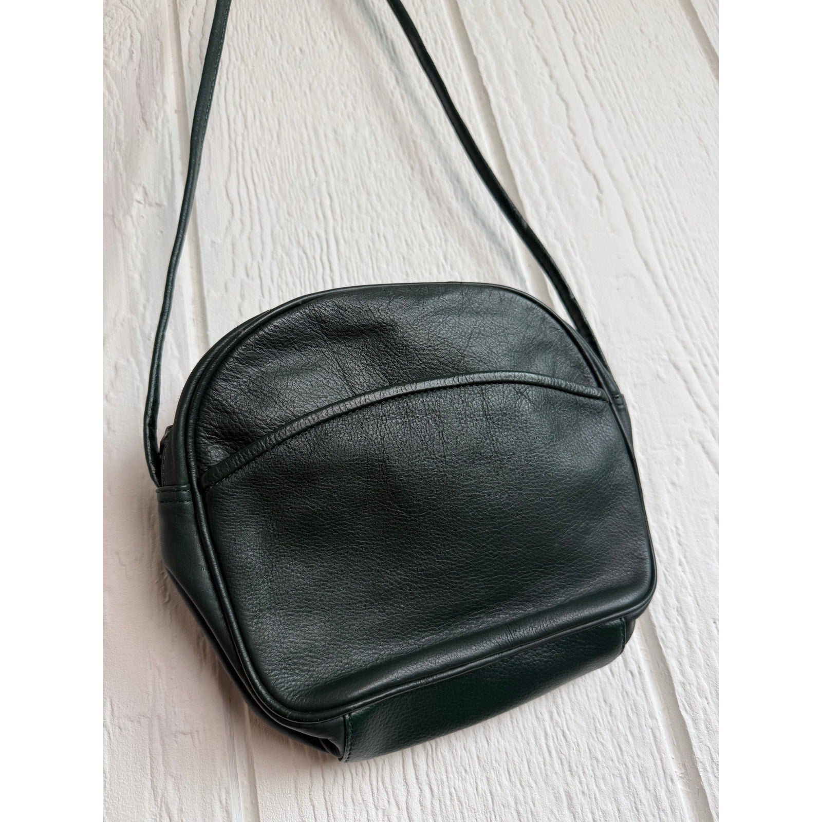 Vintage Carlos D' Santi Forest Green Genuine Leather Crossbody Shoulder Bag Boho