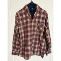 Vintage 90s Brubaker Plaid Mock Neck Layered Flannel Shirt Size M