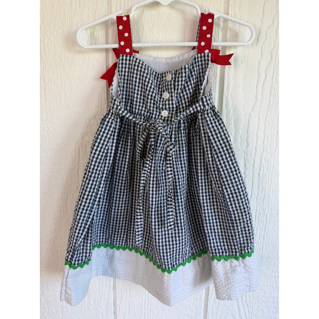 Vintage Rare, Too Girls 2T Ladybug Dress Gingham Applique Polka Dot Sundress