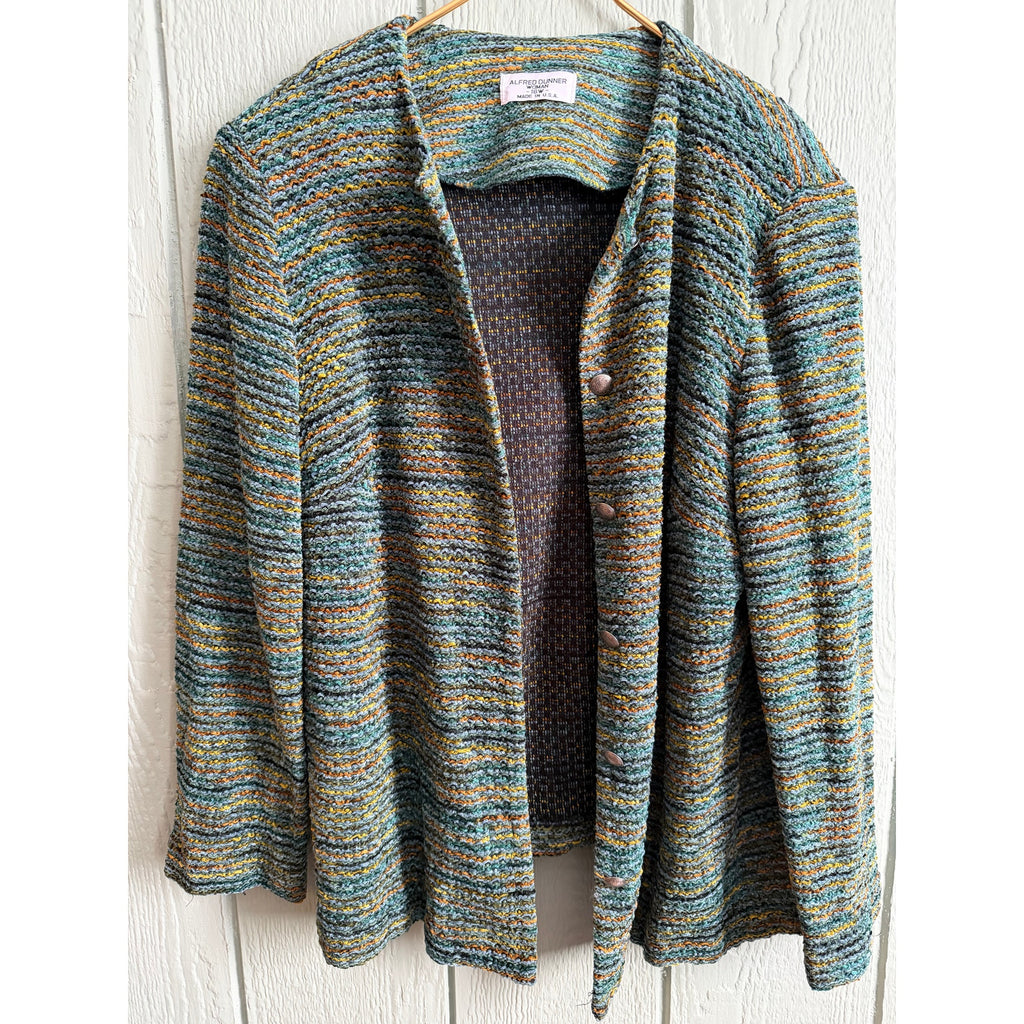Vintage Alfred Dunner Woman 16W Textured Knit Button Front Jacket Cardigan USA