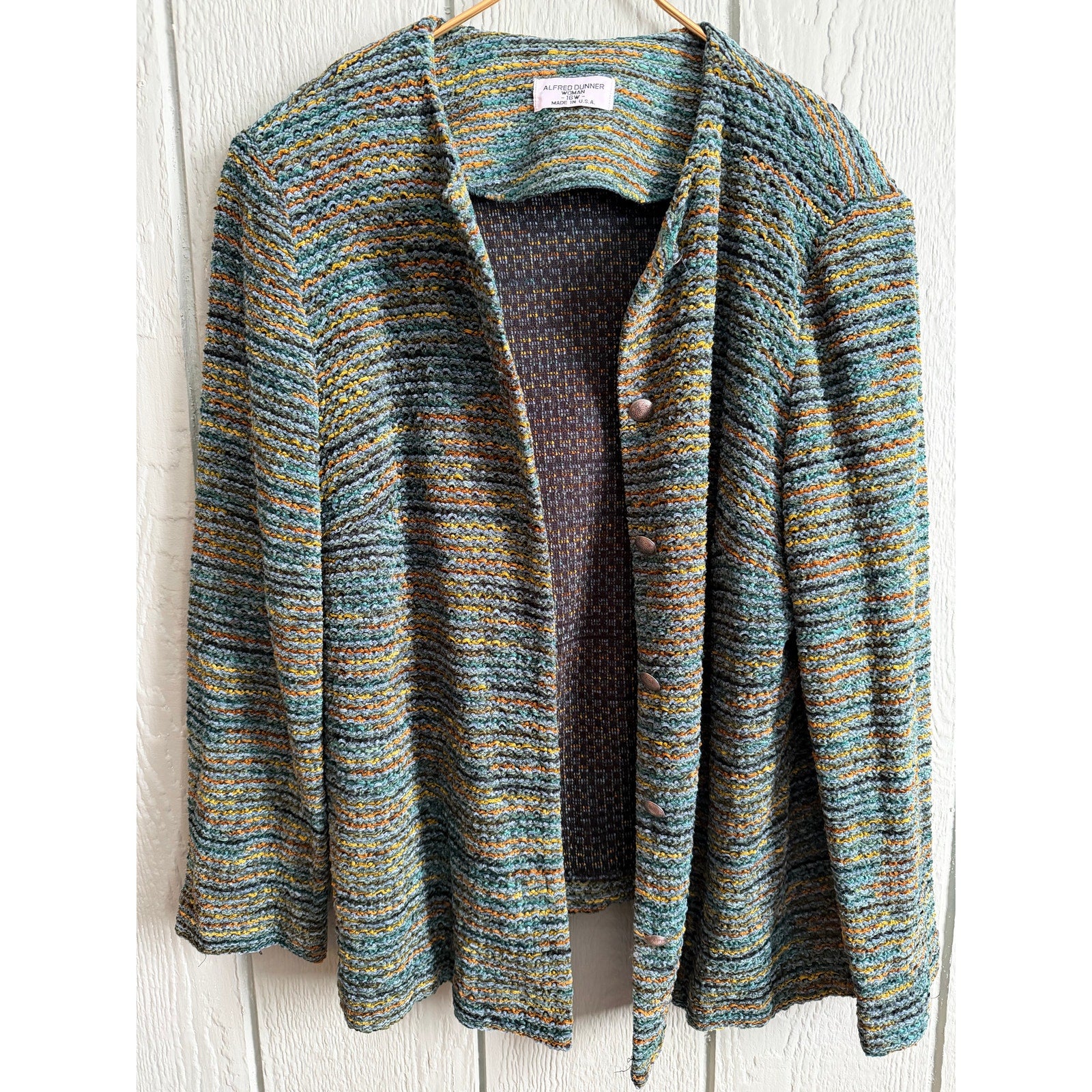Vintage Alfred Dunner Woman 16W Textured Knit Button Front Jacket Cardigan USA