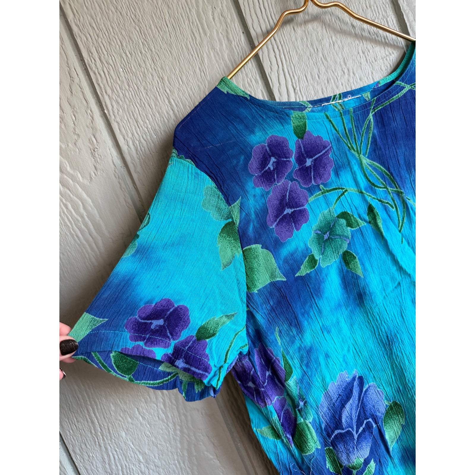 Vintage Hawaii Tropical Flowers Seashell Maxi Dress