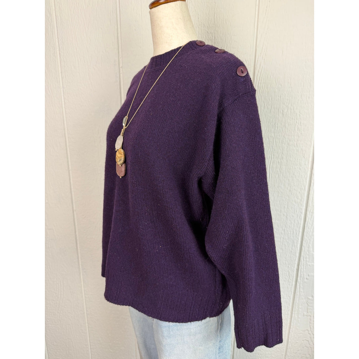 Vintage Liz Claiborne Collection Purple Wool Sweater USA Large