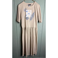 Vintage 90s Blast Floral Graphic Dress Beige Blue Botanical Print Medium