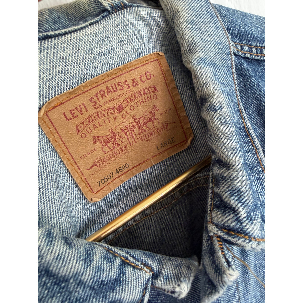 Vintage Levi’s 70507 Denim Trucker Jacket USA Large Oversized 80s 90s Blue Jean