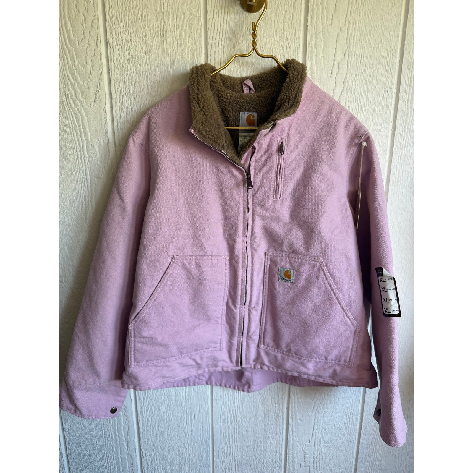 NWT Vintage Pink Carhartt Coat Sherpa Lined Canvas, Size XL RARE