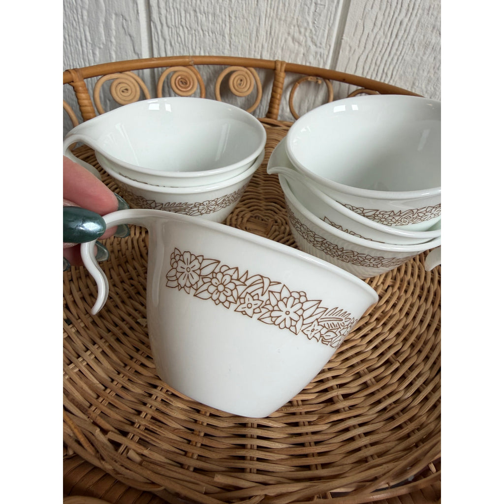 Vintage Corelle Woodland Brown Hook Handle Coffee Tea Cups X6