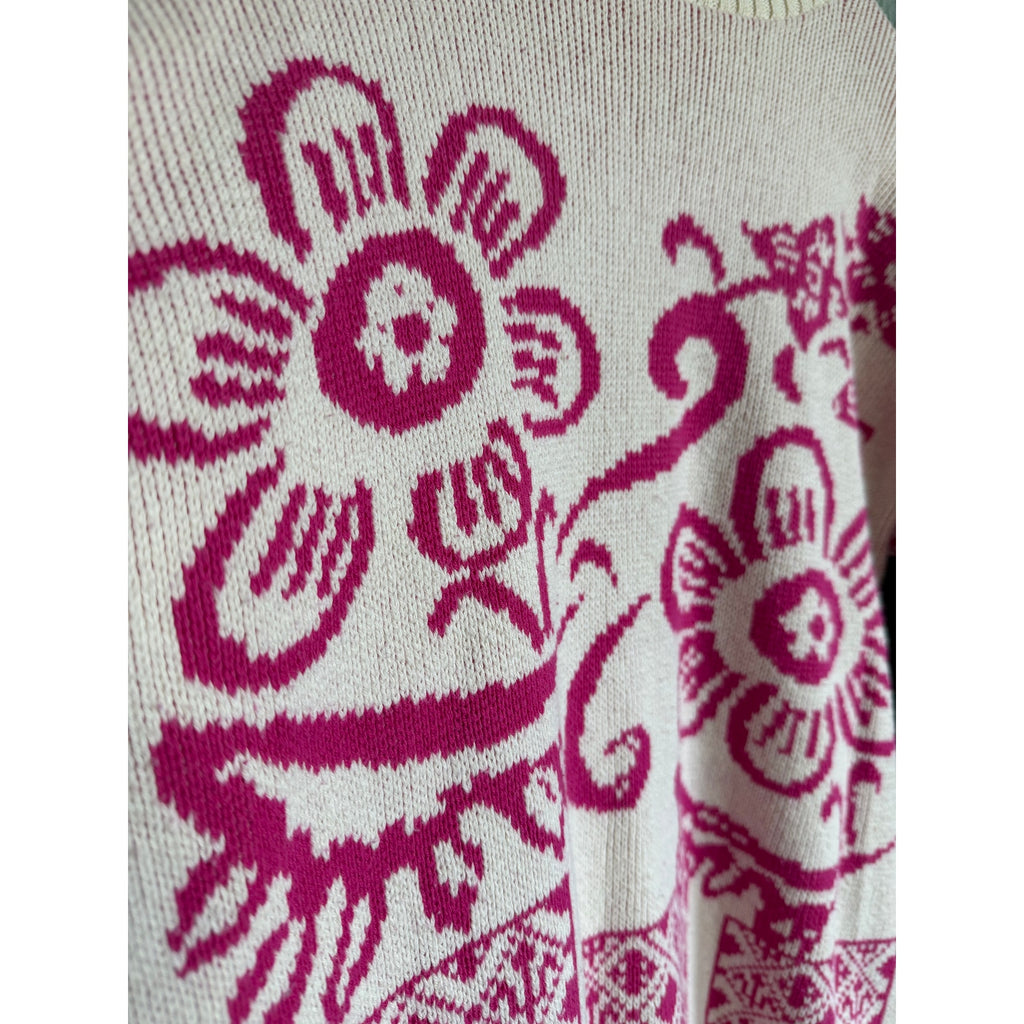 Vintage 90s Cabin Creek Floral Graphic Knit Sweater, Large