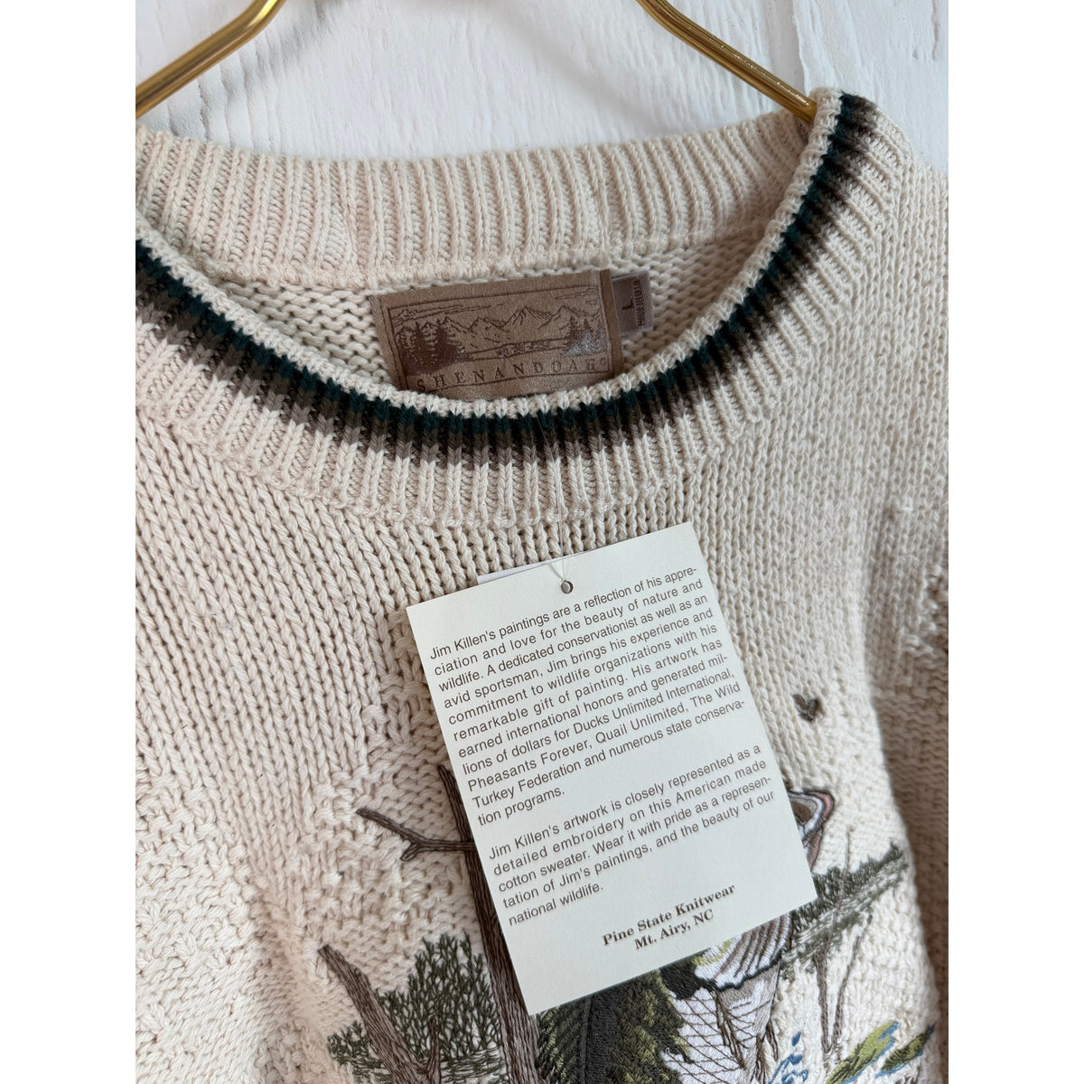 NWT Vintage Shenandoah Sweater Large Largemouth Bass Knit Crewneck Cotton USA