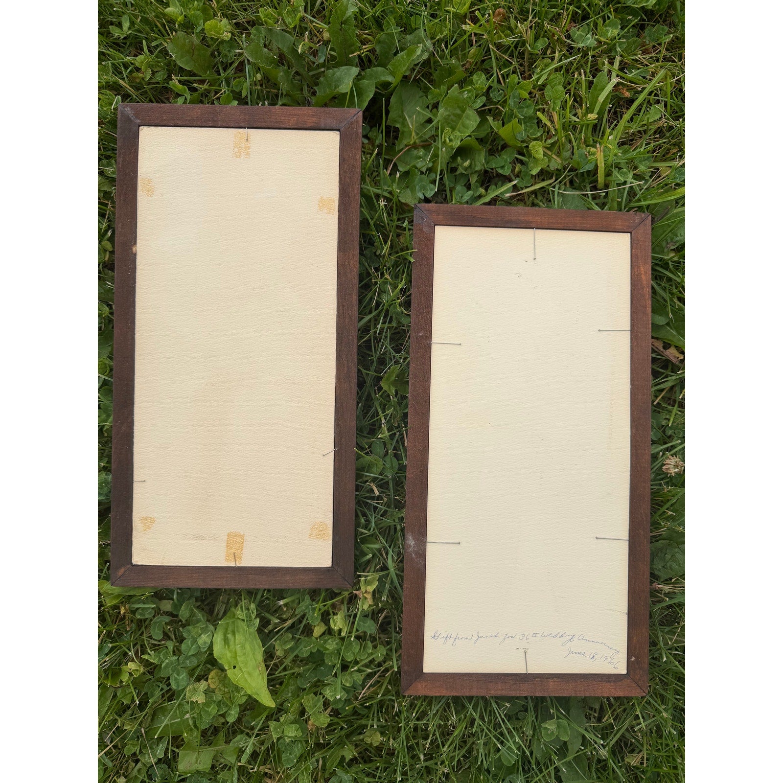 Vintage 1970s Handmade Wood Veneer Floral Wall Art Set Mid Century Folk Art Pair