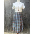 Vintage 90s Plaid Wool Blend Midi High Waist A Line Skirt Size 12
