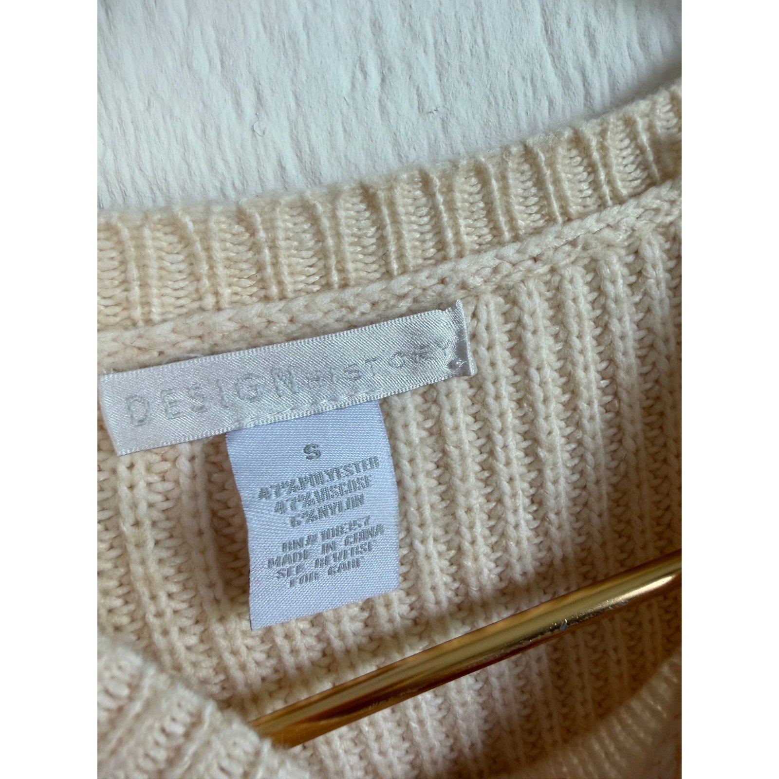 Vintage Cream Floral Embroidered Bobble Knit Sweater Cottagecore S