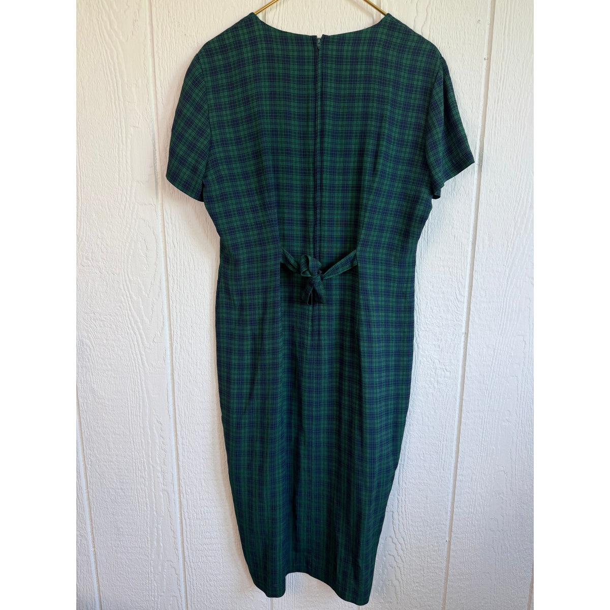 Vintage 90s Scarlett Green Tartan Plaid Midi Maxi Dress Button Front Grunge