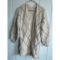 Vintage Hand Crochet Boho Cardigan Cream Open Knit Balloon Sleeve