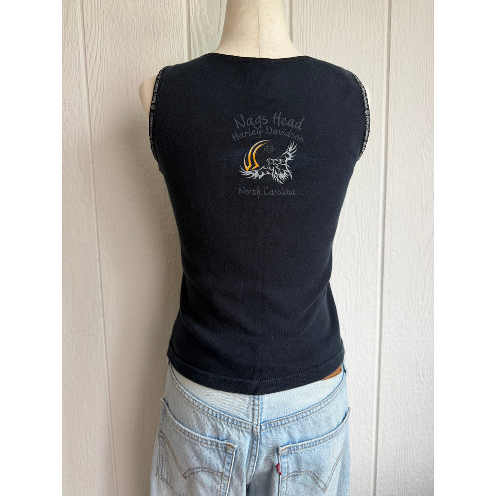 Y2K Harley Davidson Nags Head NC Tank Top Womens Medium Black Motorcycle