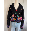 Vintage Carole Little Funky Floral Cardigan 90s Whimsigoth Wearable Art Sweater