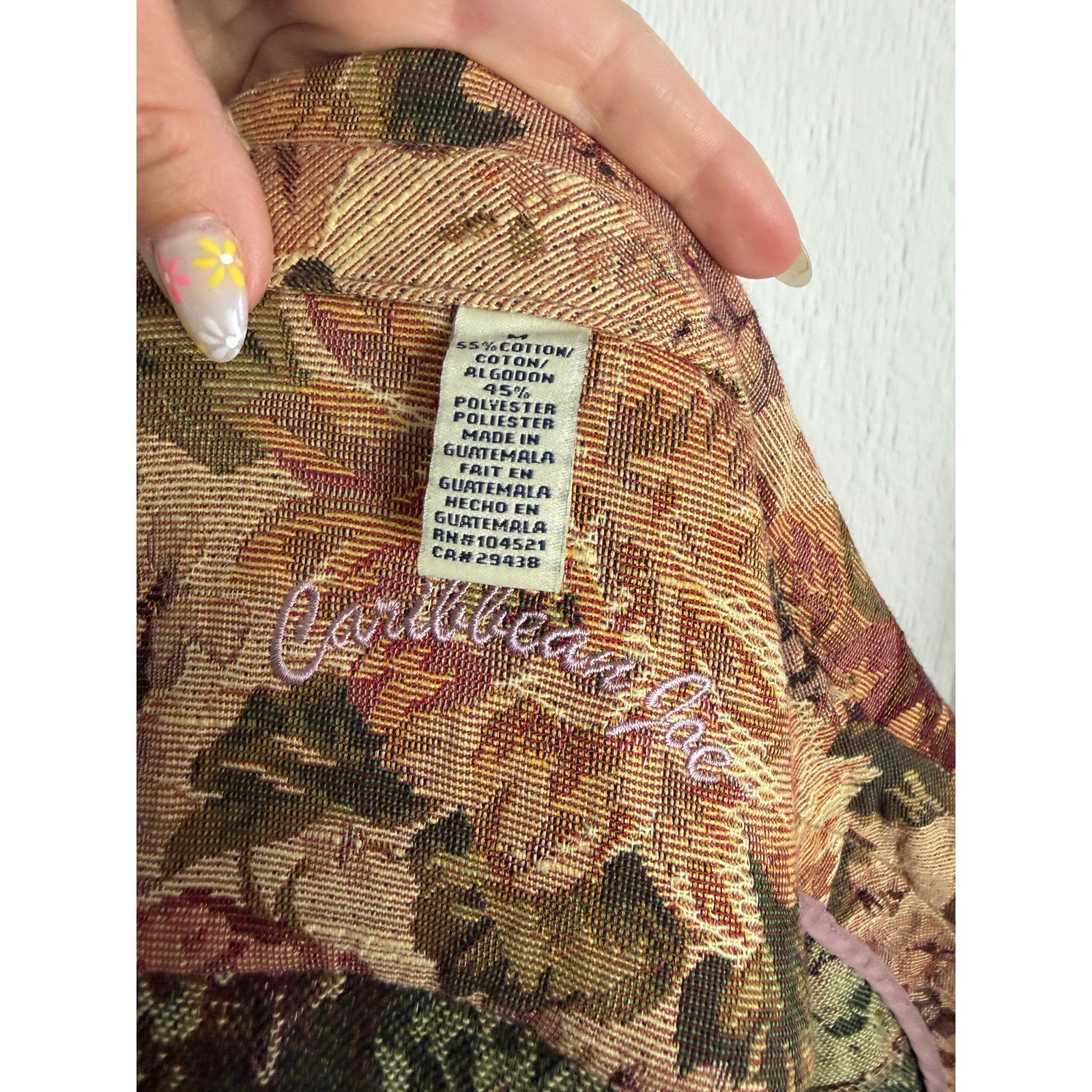 Vintage Floral Tapestry Jacket Cottagecore Boho Button Front Jacket Women Medium