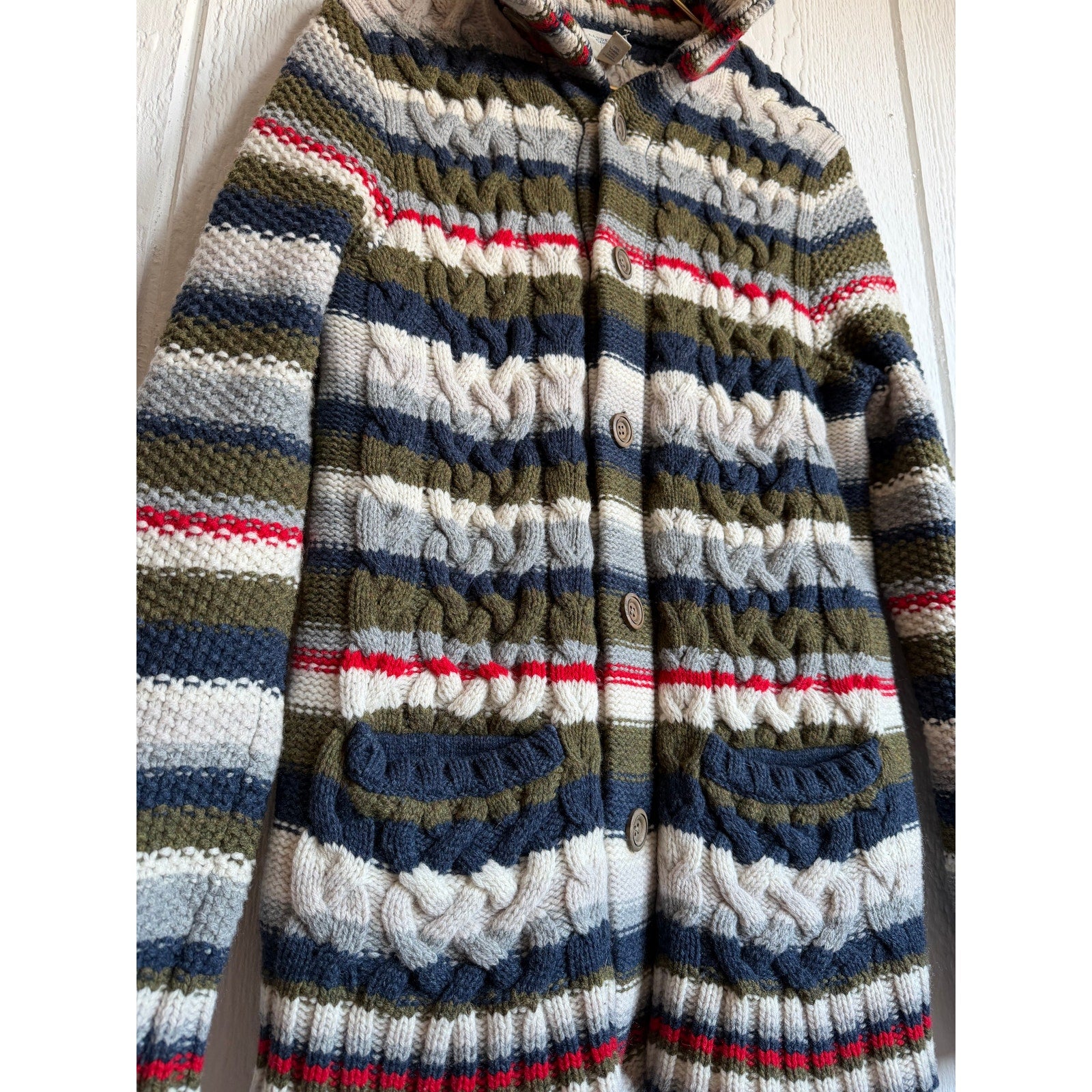 Vintage Lands End Lambswool Knit Button Cardigan, Medium