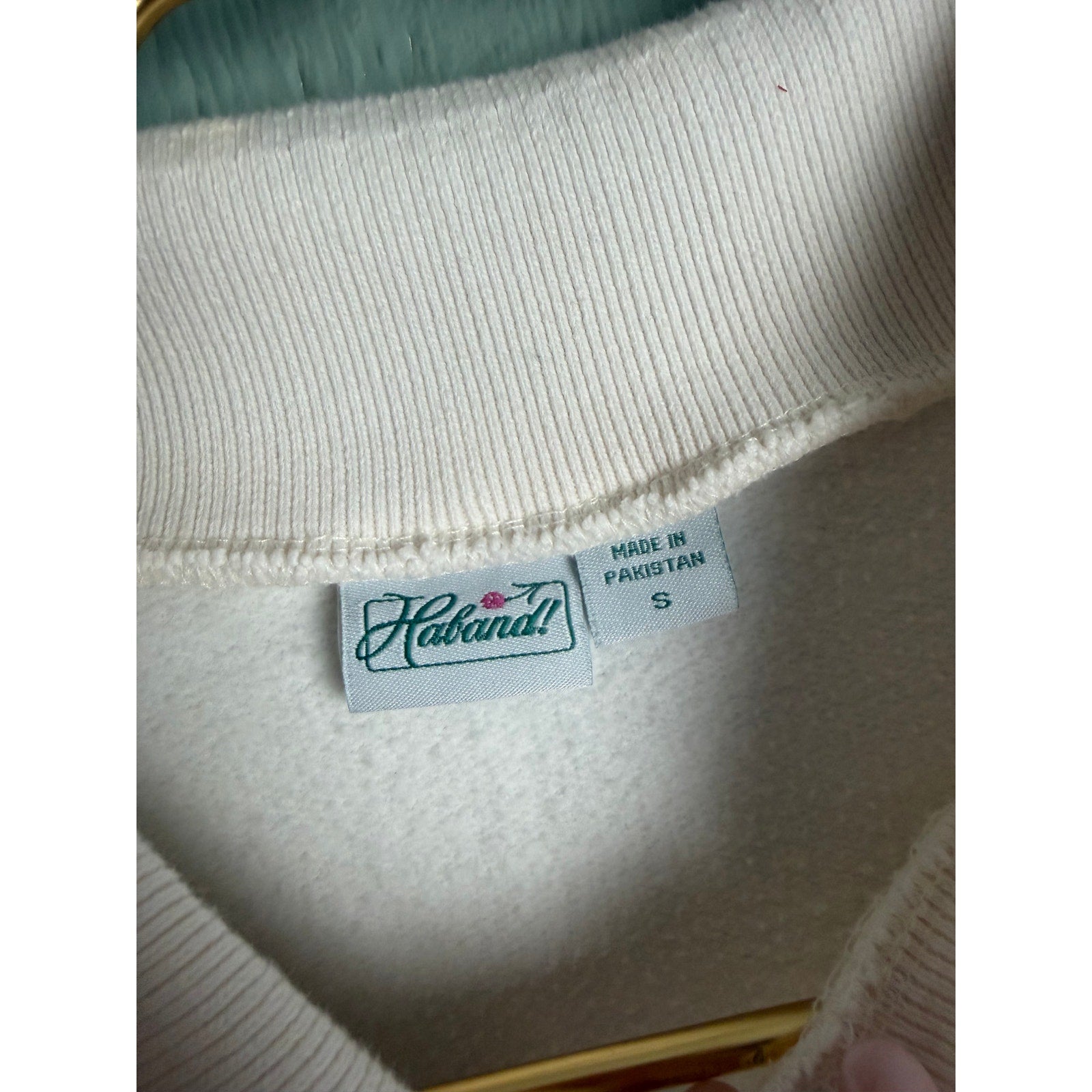 Vintage 90s Embroidered Floral Sweatshirt Collared Pullover Pink Cream Small