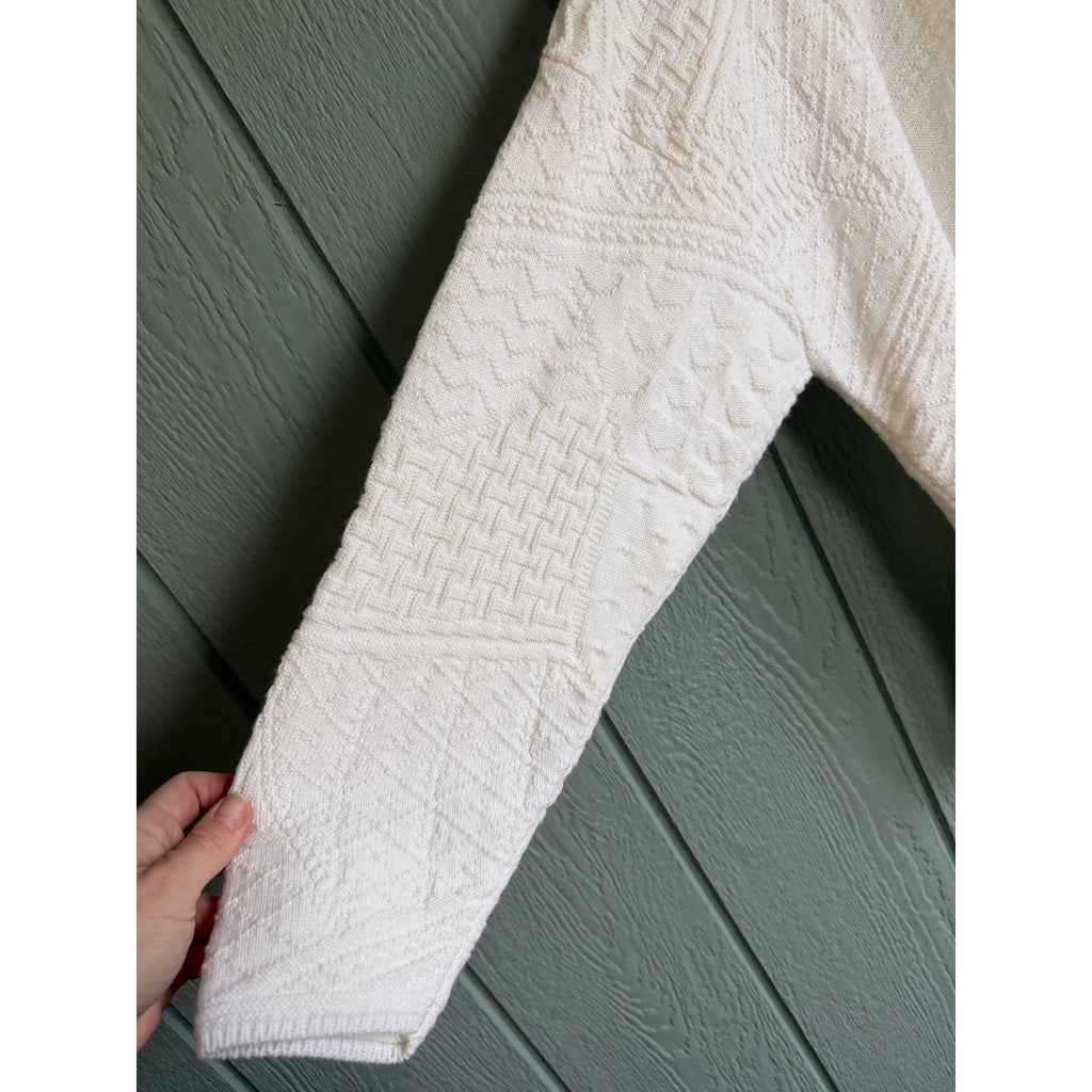 Vintage Jeric Knitwear White Textured Cardigan Made in USA 90s Chunky Knit
